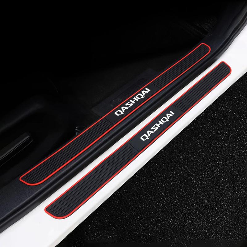 4pcs Rubber Car Door Sill Scuff Covers For Nissan Qashqai J10 J11 J12 Anti-scratch Auto Door Panel Guards Protector Trims Strips