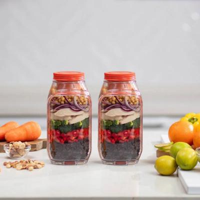 Salad Jar with Side Opening Vertical Layering Salad Container with Leakproof Dressing Compartment Portable Salad Jar for Meal Prep Lunch Travel Office
