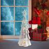 Glass Christmas Tree with Lights Tabletop Xmas Night Light Figurine Ornament for