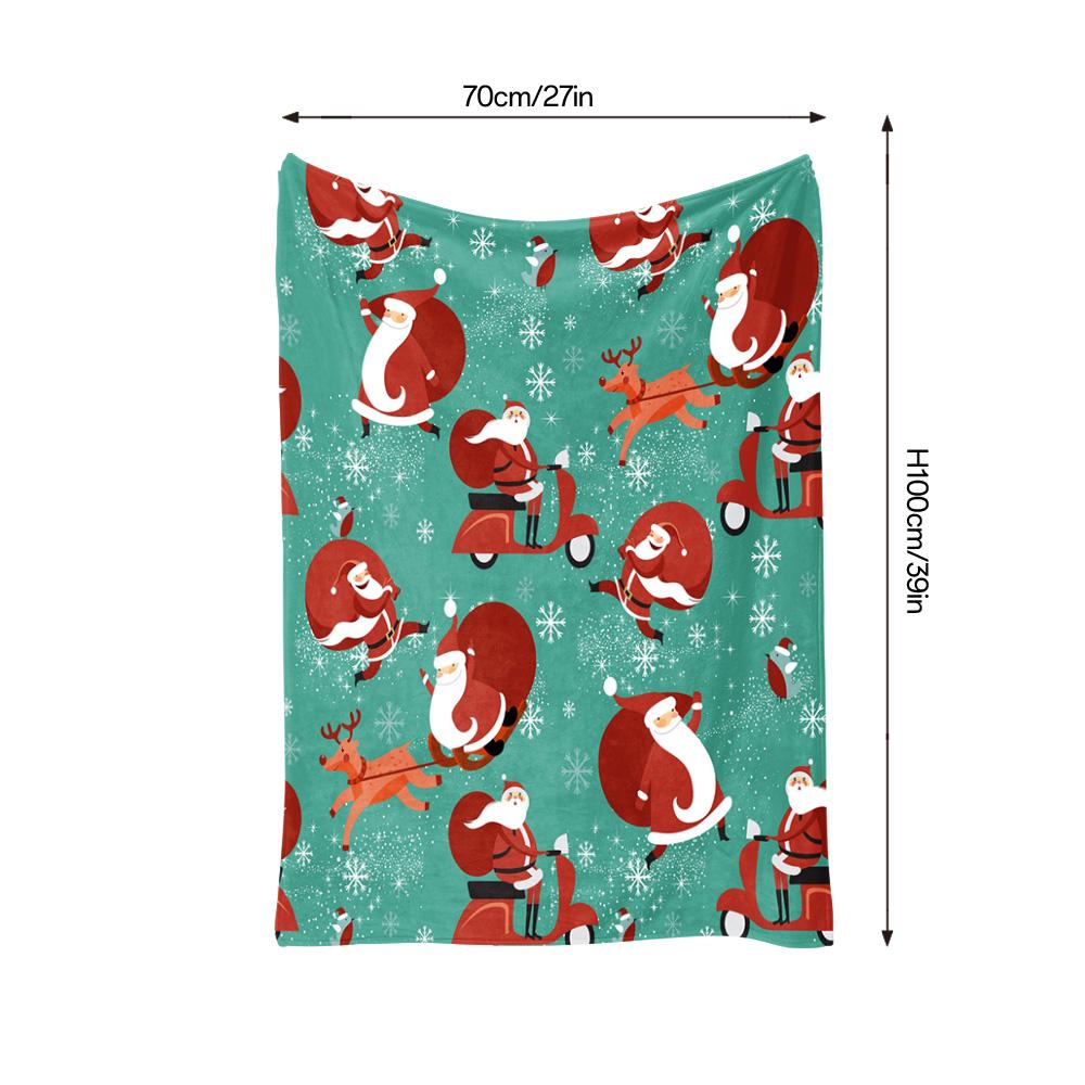 Santa Claus Throw Blanket Christmas Reindeer Cozy Fleece Blanket Holiday Home Decor Festive Gift Couch Cover Bedspread Room Deco