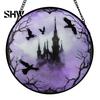 Unique Wall Hanging Art Retro Halloween Pendant, Ghost/Bat/Spider Web/Pumpkin Head Print, Old School Horror Room Decor Vintage Acrylic Ornament