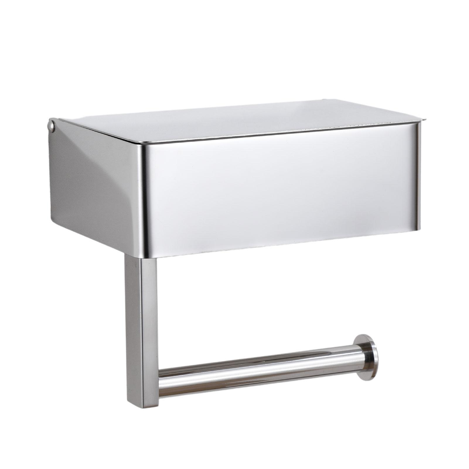 

Toilet Paper Holder with Shelf Bathroom Wall-mounted Paper Roll Holder Stainless Flushable Wet Wipes Dispenser 7.91*5.04*5.31in срібний