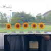 Non Residual Adhesive Ornaments 5Pcs Wobble Sunflower Car Dashboard Decor, Resin Spring Flower Ornament Interior Decoration Flowers with Slip