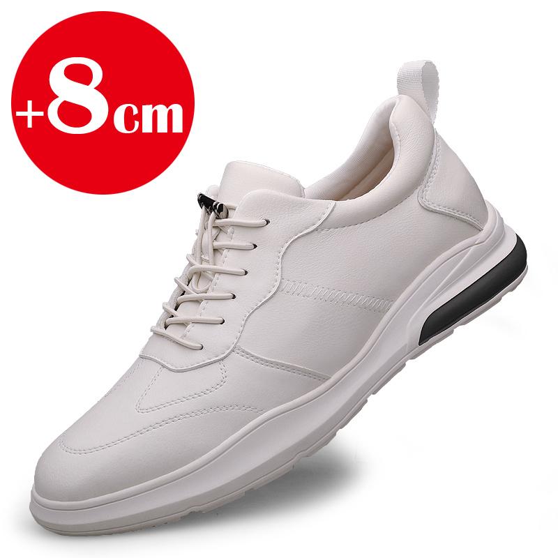 Pánské tenisky boty na podpatku móda měkká kůže boty pro zvýšení výšky pro muže skryté podpatky 8cm 6cm sportovní ležérní výška luxus
