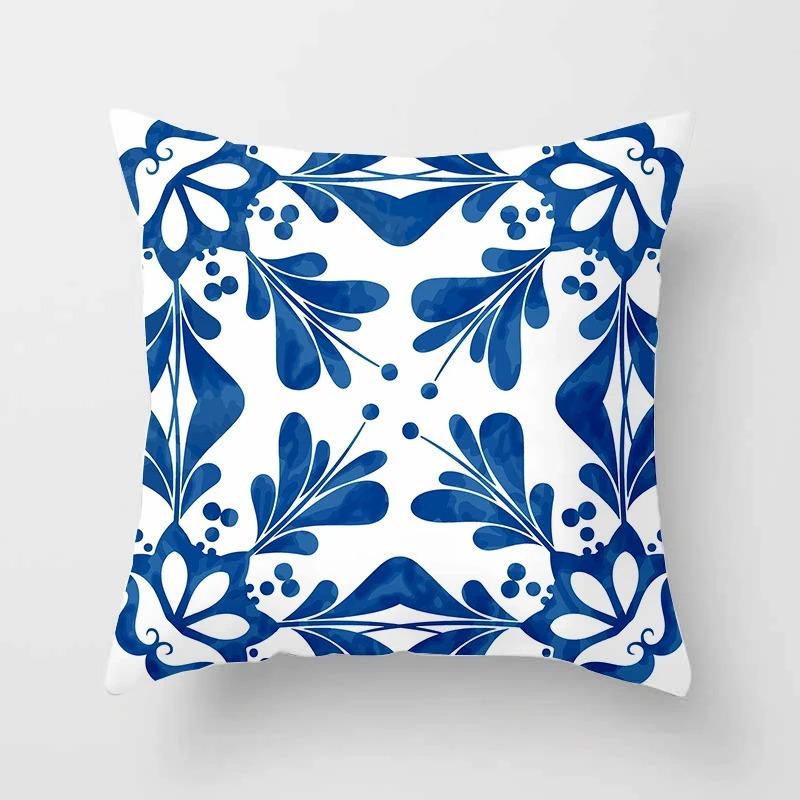 Office Living Room Home Pillowcase Luxury Geometric Blue Print Pillowcase Car Ornaments