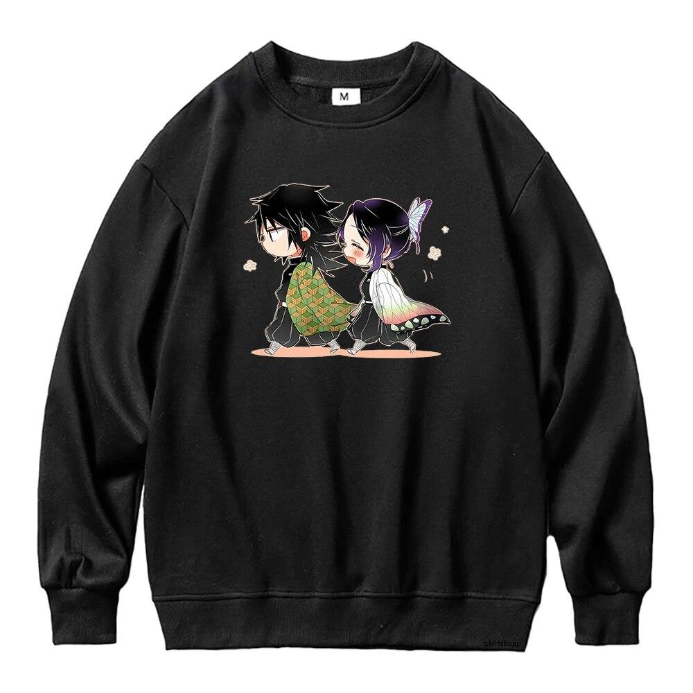 Demon Slayer Giyu Tomioka și Shinobu Kocho Hanorac cu imprimeu grafic Kimetsu No Yaiba Anime Hanorac pentru femei unisex