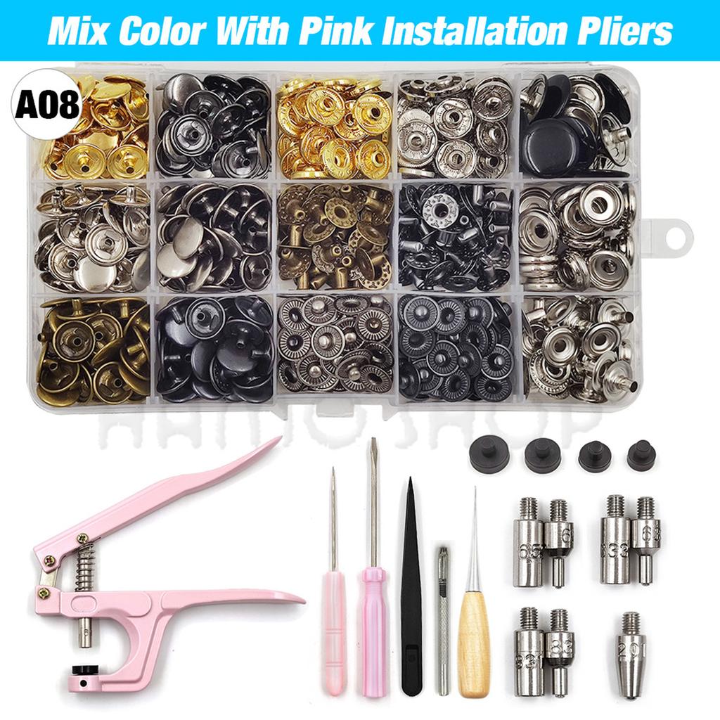 Druckknöpfe Set Metall Druckknöpfe mit Befestigung Druckknopf Montagezange Für Lederhandwerk Kleidung Bekleidung Jeans Taschen Schuhe