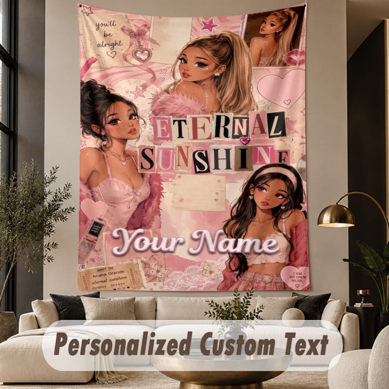Custom Text Printed Tapestry Ariana Grande Pattern Large Wall Hanging Indoor Room Decor