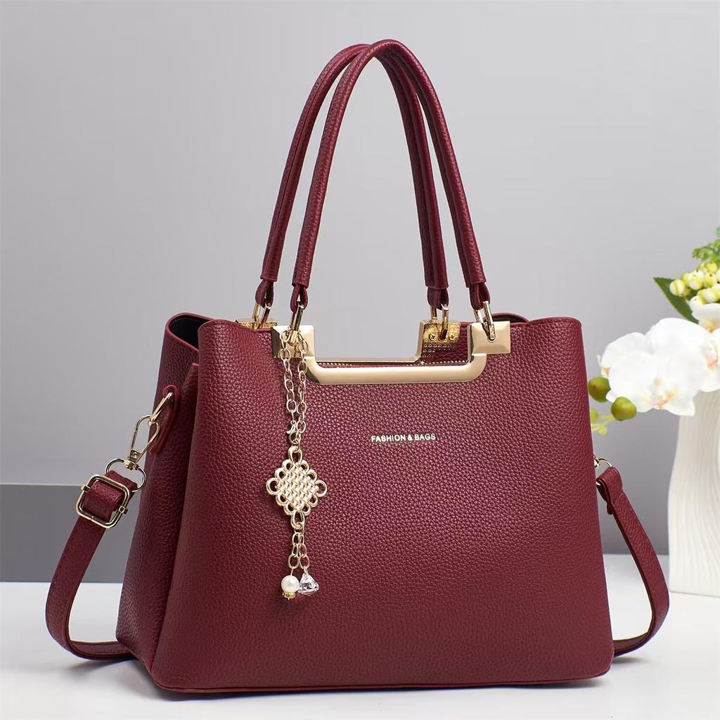 Geantă de mână nouă Macaron Fashion, cu mai multe straturi, capacitate mare, geantă de umăr simplă, textură litchi, geantă crossbody, trend