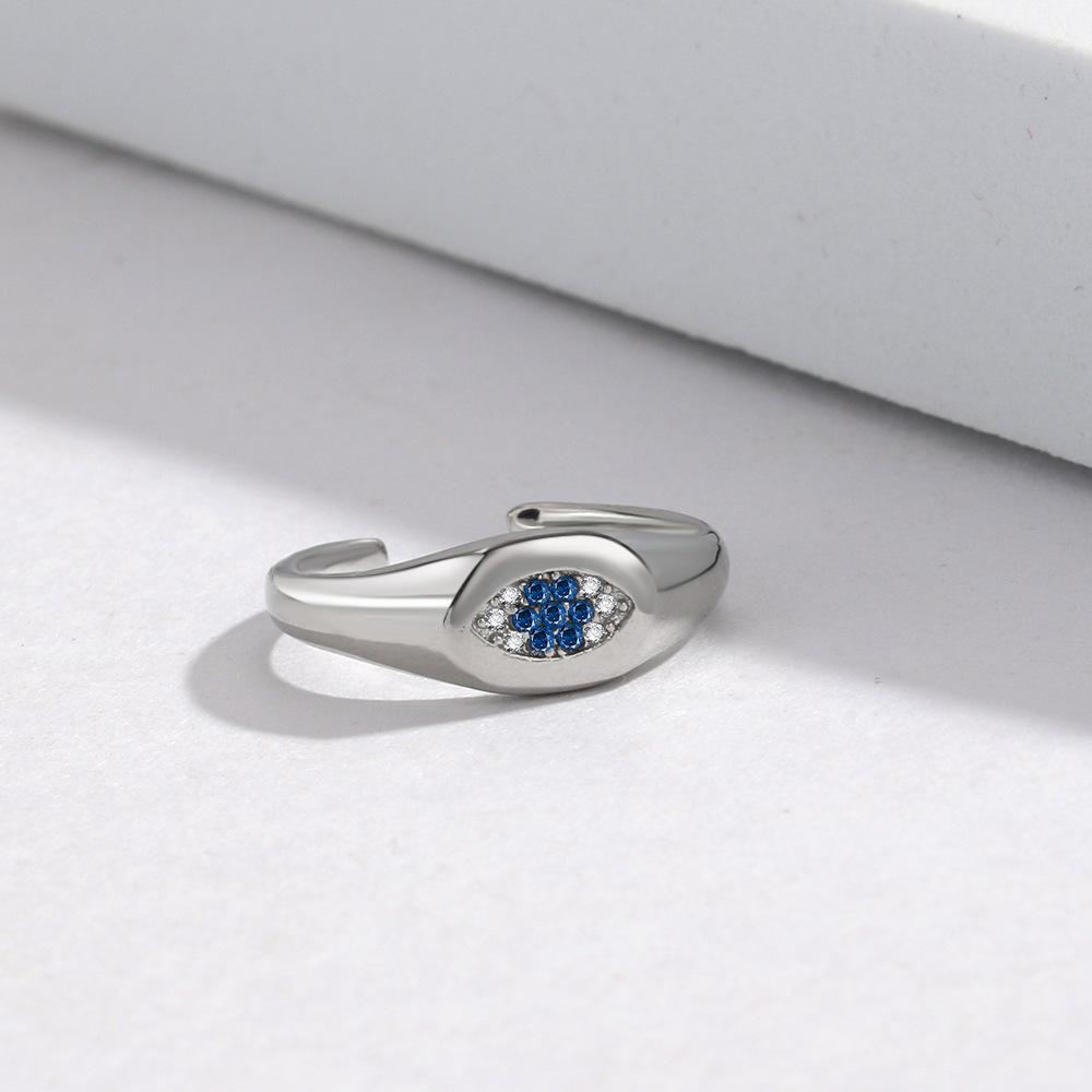 Cubic Zircon Turkey Evil Eye Ring 18k Gold Color Plated Adjustable Open Ring for Women Amulet Islamic Jewelry Gift