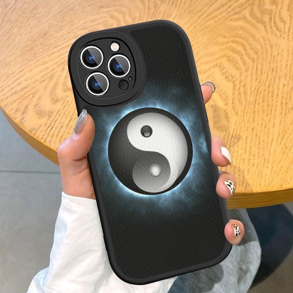 Naturalize Yin and Yang Chinese Tai Chi Pouzdro na telefon z tvrdé kůže pro iPhone 14 13 12 Mini 11 14 Pro Max Xs X Xr 7 8 Plus Fundas