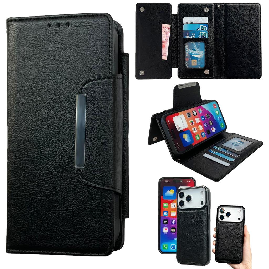 For iPhone 17 Pro Case Detachable 2 in 1 Magnetic Closure PU Leather Wallet Phone Case