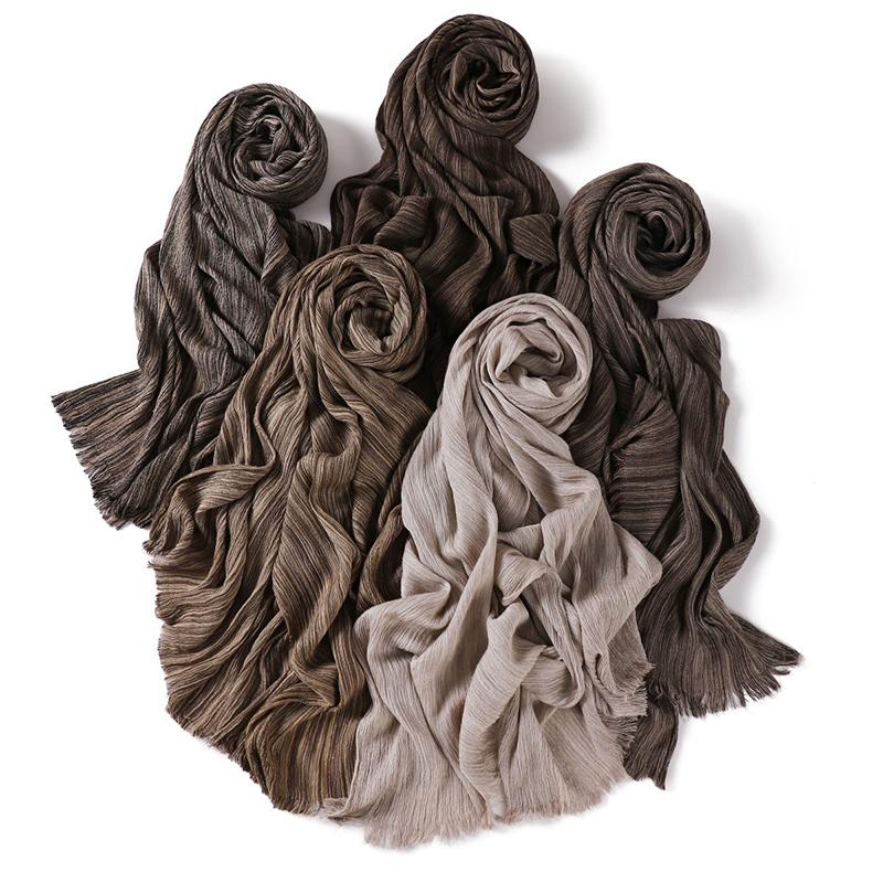 Neuankunft Damen Muslimischer Schal Schals Einfarbiges Kopftuch Wickeltücher Große Größe Einfaches Knitter-Viskose Hijab Islamischer Turban Kopfbänder Foulard