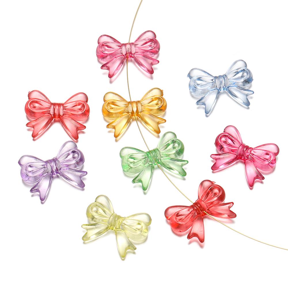 30Pcs/Lot 14x18mm Bowknot Transparent Bow Spacer Beads Earrings Making Charm Pendants for Necklace Jewelry Making Accessories
