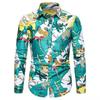 Camicia a Maniche Lunghe con Stampa Tropicale Hawaiana, Perfetta per l'Estate Casual