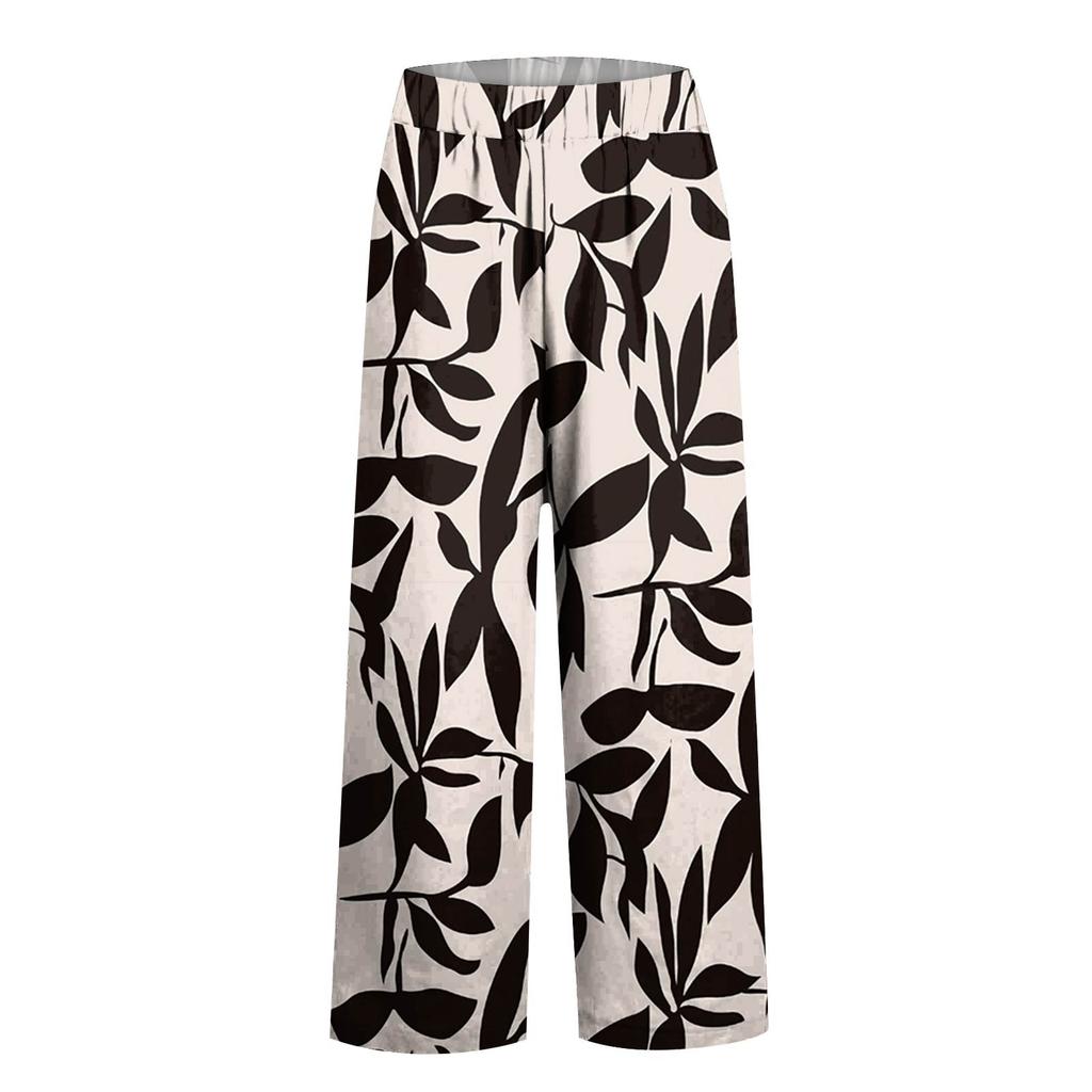 Women's Casual Fashion Printed Straight Leg Pants Pants With Pockets