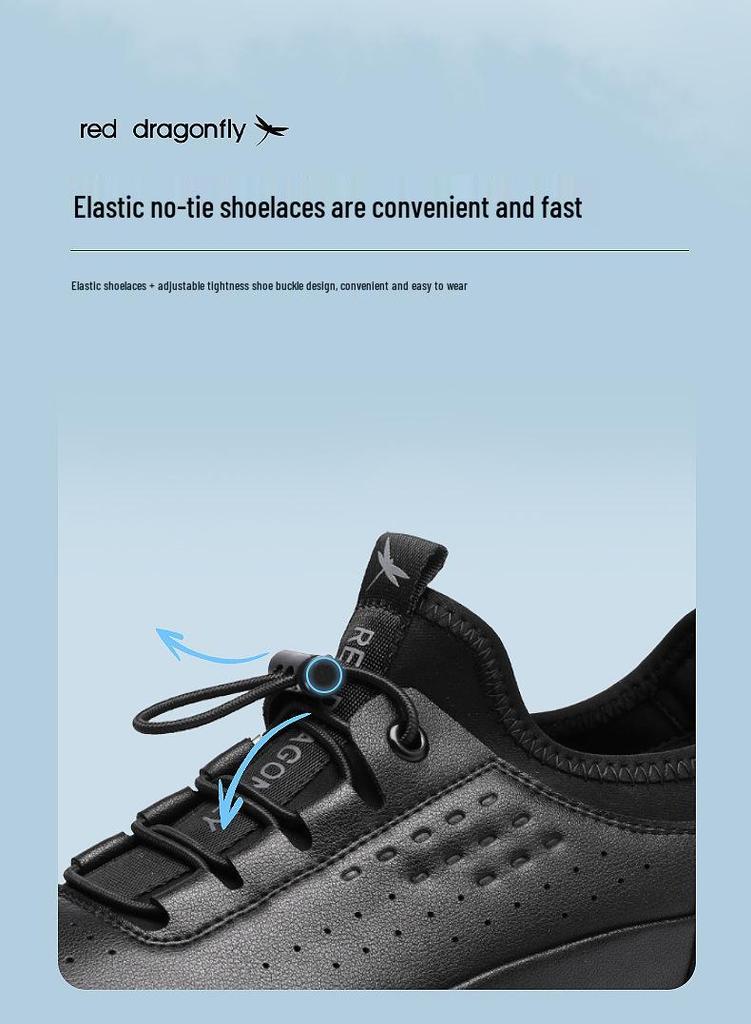 Red Dragonfly Men's Waterproof Leather Sneakers: Autumn Casual, Non-Slip, Soft Sole Travel Shoes