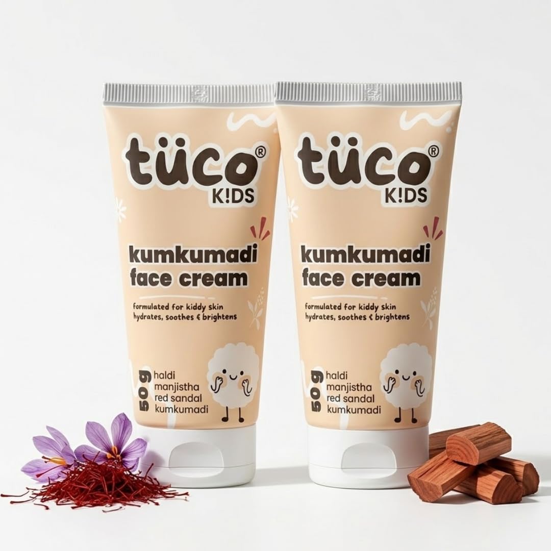 Tuco® Kids Kumkumadi Face Cream | Lightweight, Non Greasy & Fast Absorbing | Infused with Kumkumadi, Red Sandal Manjistha & Turmeric | Fights Tan,