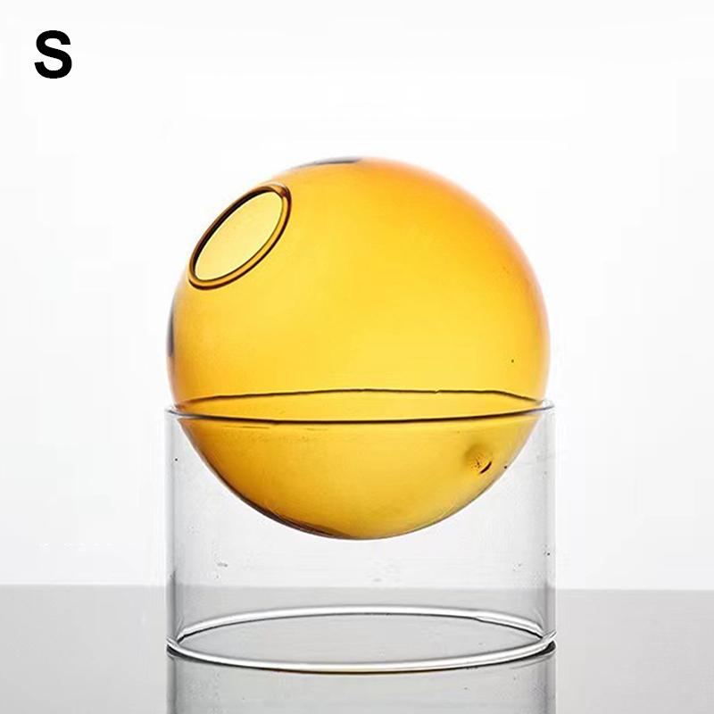 Nordic Style Mini Spheroidal Glass Vase Colorful Round Flower Bottle Hydroponic Plant Pot Container Home Office Tabletop Decor