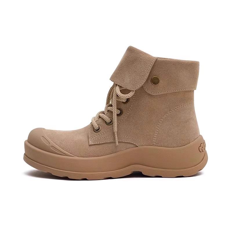 Big yellow boots women's new autumn and winter ugly cute platform locomotive Martin boots single boots short boots high top shoes