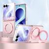 360 Grad drehbarer Metallring Magnetische Hülle für Samsung Galaxy Z Flip 8 7 6 5 4 Ständer Abdeckung Mit Glas Displayschutz
