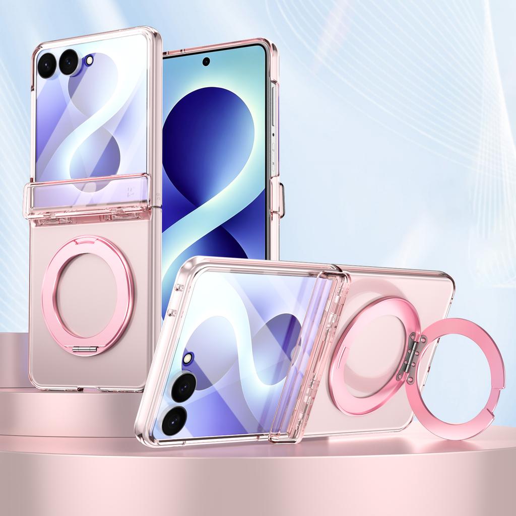 360 Grad drehbarer Metallring Magnetische Hülle für Samsung Galaxy Z Flip 8 7 6 5 4 Ständer Abdeckung Mit Glas Displayschutz