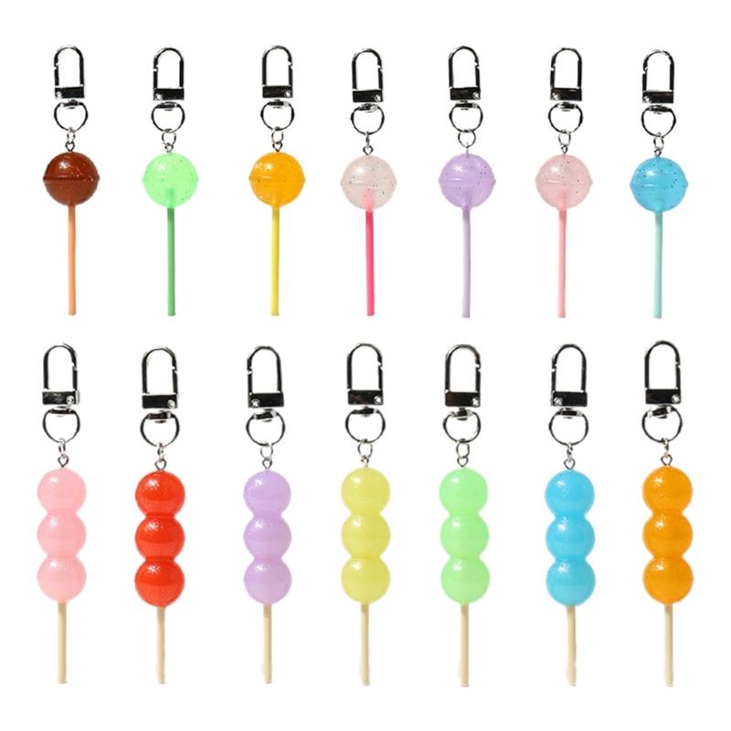 Pack of 7 Colorful Macaron Candy Keychain Set Lollipop Key Jewelry Cute Key Ornament Key Decorations for Key and Bag