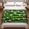 Soccer Theme Soft Blanket Personalized Custom Name Text Print Warm Blanket Home Sofa Bedroom Decor
