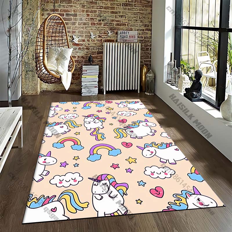 

15 Sizes Cartoon Fantasy Unicorn Rug Street Fashion Carpet for Bedroom Living Room Floor Mat Home Decor Non-Slip Chair Rug Gift 40x60cm