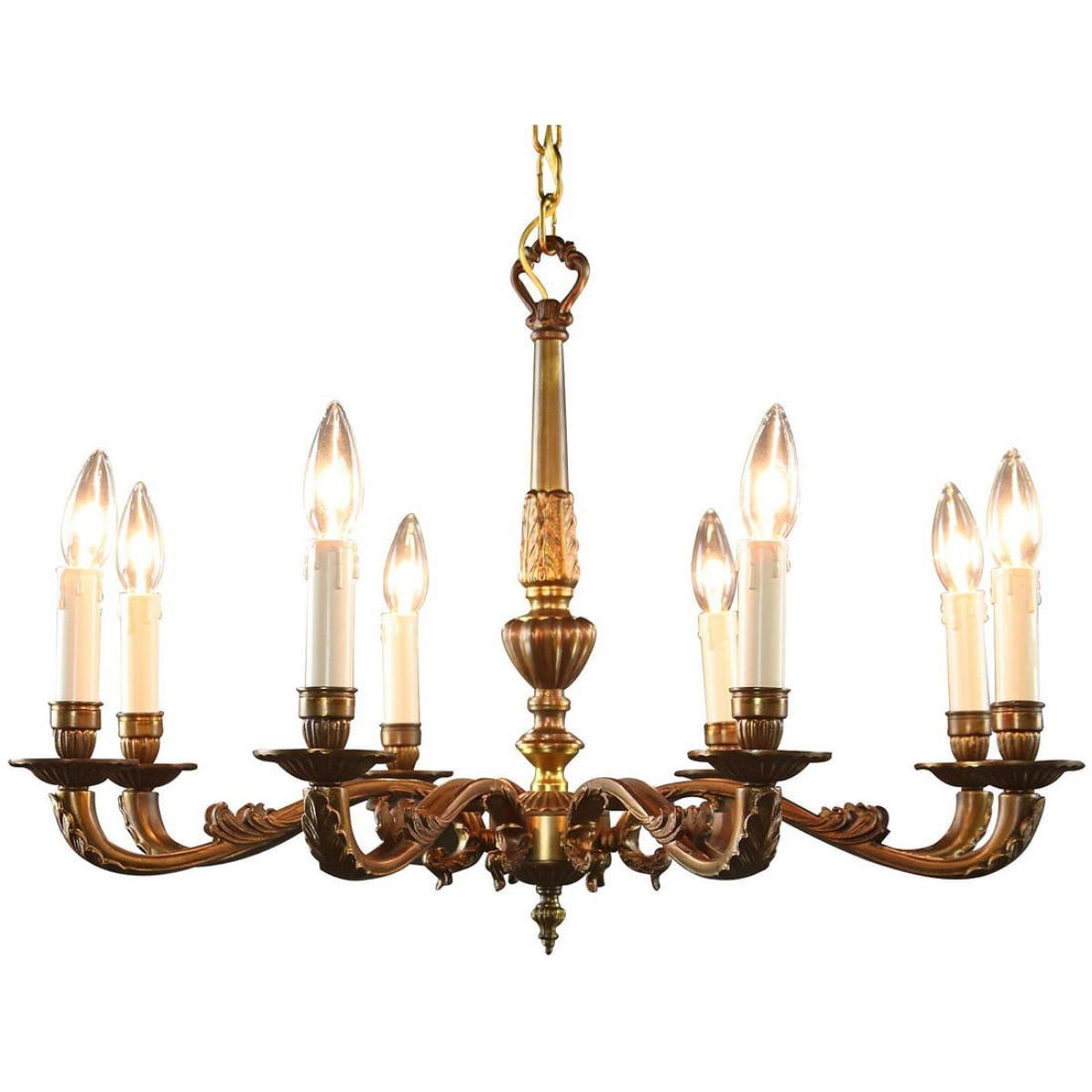 

Vintage 1950s Rococo Chandelier 8 Light Antique Brass Copper Ceiling Light Fixture Luxury Home Decor 18 , 27 , 27