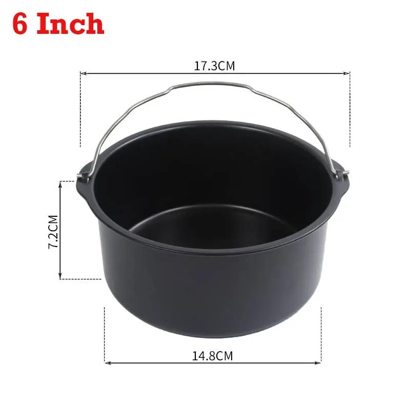 6/7/8 Inch Metal Cake Mold Round Air Fryer Pot Baking Mould With Handle Non-stick Cake Pizza Baking Tray Kitchen Bakeware Tools