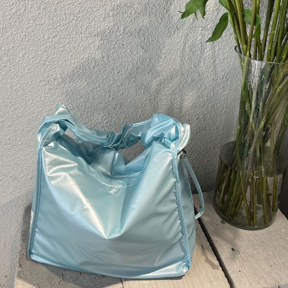 

Lightweight Drawstring Bag Handbag Tote Bag Fashionable Pleated Nylon Shoulder Bag Student озеро синий