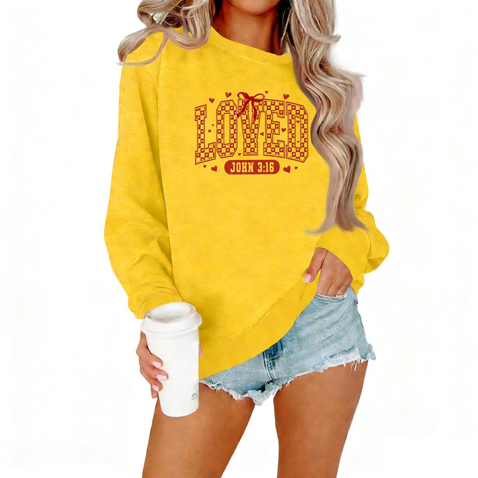 Женская повседневная толстовка с принтом и круглым вырезом XL жёлтый