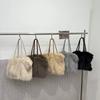 Women's Faux Fur Shoulder Bag, Large Capacity Fluffy Tote Bag with Braided Strap, Winter Warm Elegant Commuter Handbag