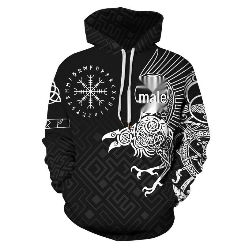Wikinger-Krieger 3D-Druck Hoodie: Herren Trendiger Pullover Sweatshirt 2025 Edition