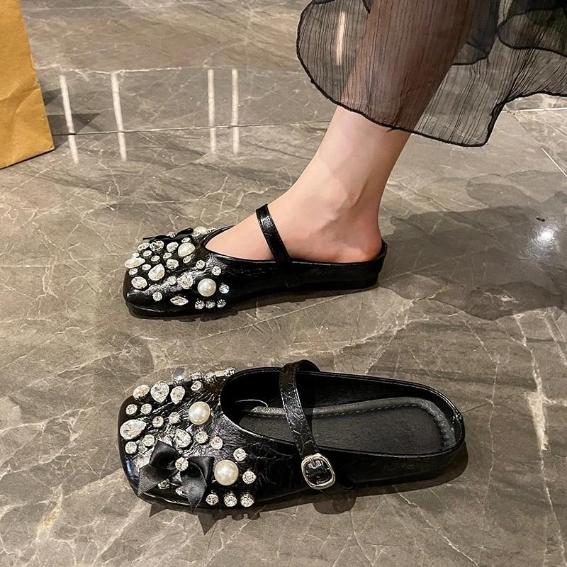 Fashion Baotou Semi-slippers 2025 Spring and Summer New Fashion Cool Drag Flat Shoes for Women