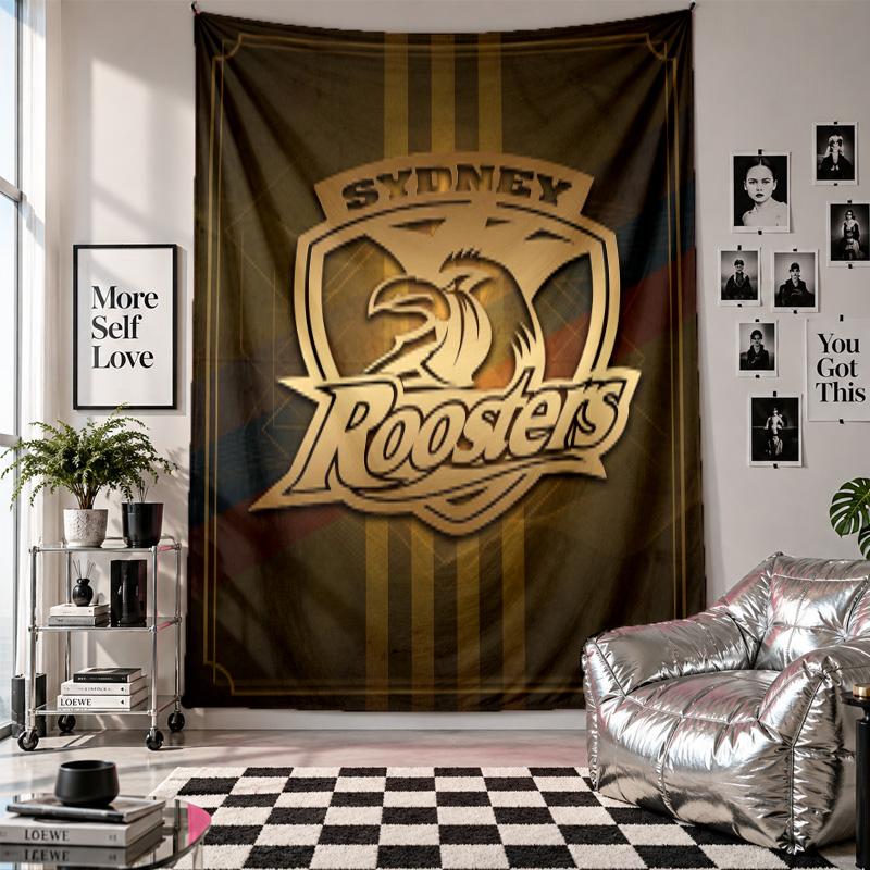 Sydney Roosters Wandteppich Heimdekoration Wandbehang Tuch für Schlafzimmer Wohnzimmer Hintergrund