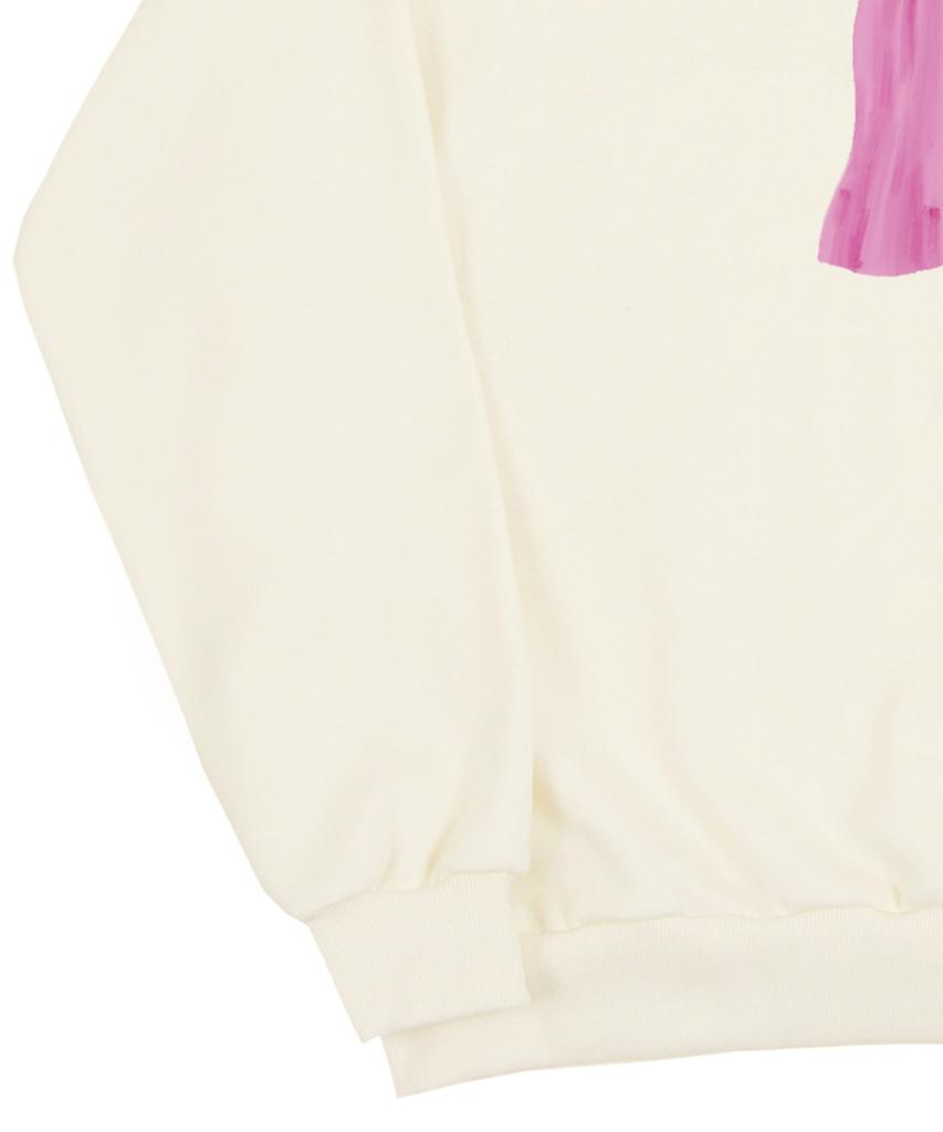 GRAVER [Unisex] Ghost Center Sweatshirt_Cream/Pink Logo