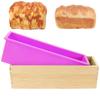 Silicone Soap Mold Kitchen Tools Rectangular DIY Handmade Tool Baking Toast Cake Loaf Mold with Wooden Box