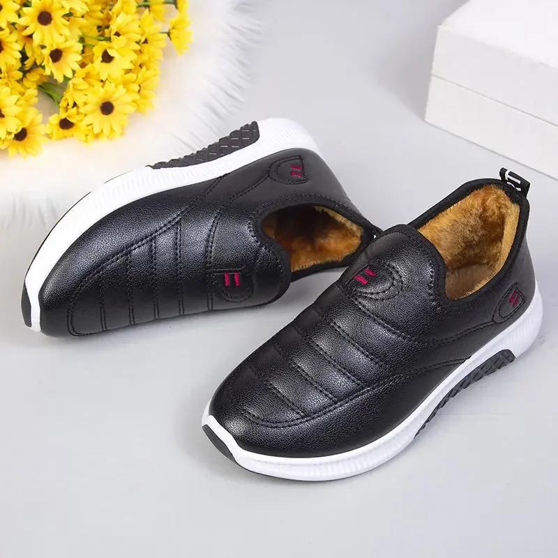 Fashion Snow Boots Women Shoes Warm Plush Fur Ankle Boots Winter Female Slip On Flat Casual Shoes Waterproof Women Sneakers