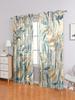2 Pieces, Retro Art Plant Leaf Pattern Semi Blackout Curtains - Perforated Processing - Living Room, Bedroom, Home Decoration