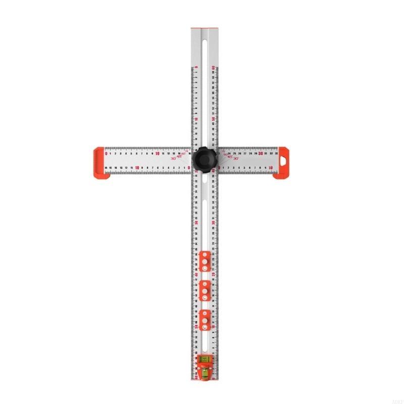 2 in 1 Drilling Positioning Ruler Combination Angles Ruler TShaped Ruler CabinetHardwareJig Drawer Installation A0KF