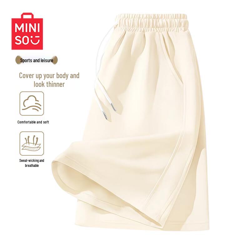 MINISO Women s High-Waist Wide-Leg Sports Shorts S