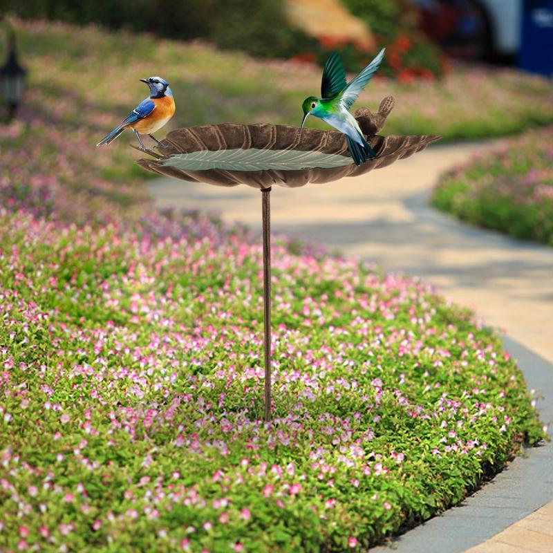

Standing Bird Bath Metal Birdbath Standing For Outside Cast Iron Leaf-Shaped Water Bowl Statue Decoration For Patio Yard Balcony China Mainland