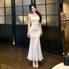 French Three-dimensional Flower Pleated Mesh Dress 1011 Summer New Temperament Slim-fitting Hip-wrapped Long Dress Women