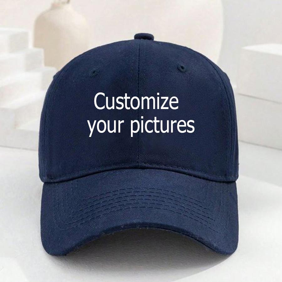 Customization Logo Text Pattern Printed Baseball Caps for Women Man Personalized Hats Casual Hip Hop Cap Black/White/Navy Blue