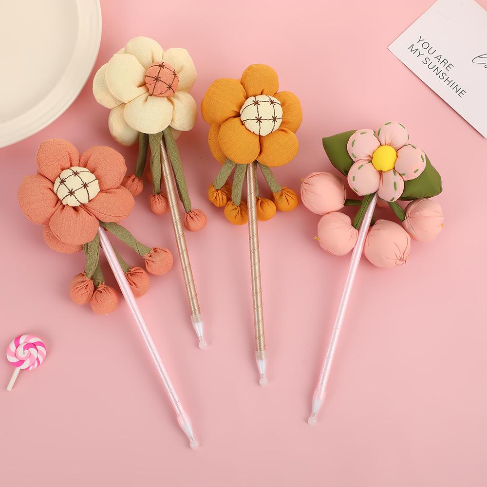 

1Pc Vibrant Flowers Creative Stationery Pen, 0.7mm Black Ink Writing Office School Supply Ballpoint Pen, Student School Learning Gift Prize, Christmas Random style　1PC
