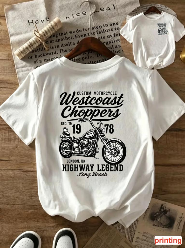 Classic 1978 Chopper Sketch Print Tee Crew Neck Short Sleeve Loose Fit Casual Blouse Great For Allseason Biker  Vintage Vibes