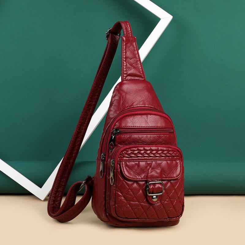 Large Capacity Women's Breast Bag Solid Color Retro Lock Diamond Braided Women's Shoulder Bag Portable Daily Mother Bag