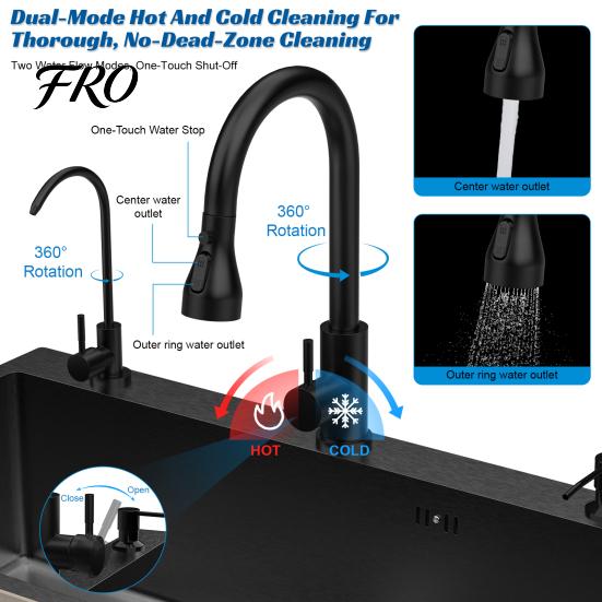 Kitchen Sink Black Sink, Embedded/Top Mounted Stainless Steel Workbench with Cutting Board & Drainage Basket, Single Bowl Accessories (31.5 x 17.7in)